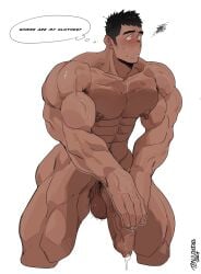 abs balls bara biceps big_balls big_penis erection male male_nipples male_only manly muscular_male nipples nude pecs penis ten_g89