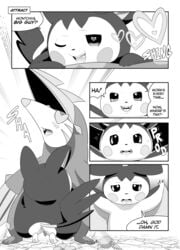 <3_eyes comic dialogue emolga excadrill female food fruit heart hi_res hypnosis male mammal mind_control monochrome nintendo onomatopoeia outside penis pokemon precum prodding pussy rodent seductive sound_effects squirrel straight tom_smith video_games