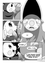 caught comic dialogue emolga erection excadrill fellatio female hi_res male monochrome nintendo oral penis pokemon precum saliva sex straight tom_smith video_games