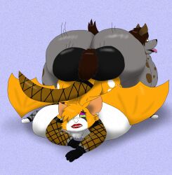 alythewolfcat anthro ass backsack balls bat big_balls big_breasts big_butt bite biting_lip body_hair breasts clothing draco_sandy duo dust:_an_elysian_tail ear_piercing ear_ring female fidget_(elysian_tail) fishnet_clothing fishnet_gloves fishnet_handwear fishnet_leggings fishnet_legwear genitals gloves hairy_balls handwear hi_res huge_balls huge_breasts huge_butt hyena hyper hyper_balls hyper_breasts hyper_genitalia kama_sutra leggings legwear makeup male male/female mammal nimbat piercing reverse_doggystyle ring_piercing spotted_hyena wings