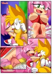 1boy 1boy1girl 1girls amy_rose anthro bbmbbf boobs_out comic_page fox palcomix penis_in_pussy sega sex sonic_(series) sonic_the_hedgehog_(series) tagme tails tails_the_fox