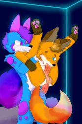 absurd_res anthro bodily_fluids bondage canid canine cum duo fox genital_fluids genitals haruke hi_res huge_filesize hybrid male male/male mammal penis slim stitch_foxy stitchthefoxy