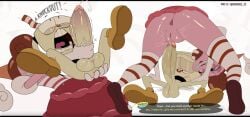 1boy 1girls baroness_von_bon_bon big_penis cum cuphead cuphead_(game) female_fingering_male fingering fingering_ass gosgoz handjob reach_around smaller_male tagme