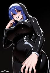 ai_generated ent90 latex latex_suit nun nun_outfit red_eyes