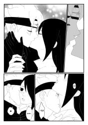 1boy 1girls alternate_hair_length artist_request black_hair boruto:_naruto_next_generations daviintt doujinshi imminent_sex kissing kissing naruto naruto_(series) sarada_uchiha teenage_girl teenager uzumaki_boruto