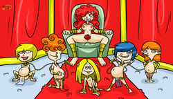 6girls cartoon_network chains chair ed_edd_n_eddy eyeshadow female flat_chest freckles ginger hair_over_one_eye harem human kanker_sisters karen_kanker lee_kanker lipstick marie_kanker may_kanker multiple_girls multiple_pregnancies nazz_van_bartonschmeer oc orange_hair original_character pregnant pubic_hair pussy red_hair sarah_(ed_edd_n_eddy) siblings sisters unshaved_pussy vagina xierra099 young