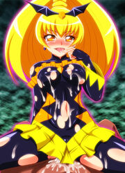 bad_end_peace bad_end_precure blonde_hair censored clothed_sex clothing cum cum_inside cum_on_body dark_magical_girl girl_on_top magical_girl medium_breasts murao_kai precure pretty_cure skirt tagme torn_clothes