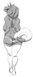 anthro arm_socks breasts dax female female_only leggings monochrome solo thigh_highs thong toomanyboners underwear