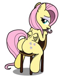 back_view fluttershy_(mlp) friendship_is_magic my_little_pony sitting solo straight_hair wooden_chair