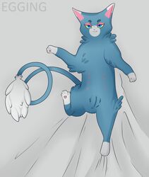 2015 blue_eyes blue_fur egging_(artist) feline feline female feral fur glameow looking_at_viewer mammal nintendo nipples nude pokemon presenting presenting_pussy pussy simple_background smile solo video_games