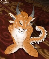 charr cum feline female guild_wars kiro-kat mammal sitting solo video_games