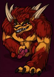 big_knot big_penis canine fangs grin knot looking_at_viewer male male_only mammal masturbation muscular muscular_male penis simple_background skylanders skylanders:_trap_team weirdhyenas were werewolf wolfgang_(skylanders)