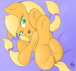 <3_eyes 2015 anus applejack_(mlp) ass equine female feral friendship_is_magic heart horse looking_at_viewer mammal mdgusty my_little_pony pony pussy smile