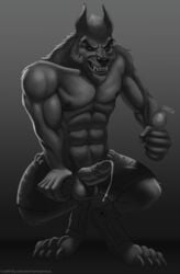 abs anthro_only canine clothing furronymous goosebumps goosebumps_(film) male male_only mammal monochrome no_humans pecs penis solo the_werewolf_of_fever_swamp torn_clothes were werewolf