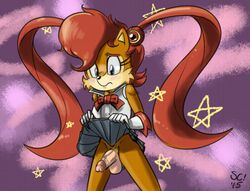 1futa 2015 anthro balls bottomless bottomless_skirt chipmunk clothed clothing dickgirl erection futa_only futanari half-dressed intersex magical_girl mammal penis rodent sailor_uniform sally_acorn saltcore solo solo_futa sonic_(series)