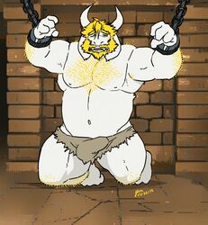 1boy 2d animated anthro anthro_male anthro_only asgore_dreemurr balls biceps blush body_hair bondage breathing bulge caprine chains chest_hair chubby clothing crown erect_nipples erection erection_under_clothes fb1907 furry furry_male furry_only goat hair horns humanoid humanoid_male humanoid_only male male_only mammal mammal_humanoid monster musclegut muscular penis royalty solo solo_male twitching_penis undertale undertale_(series) underwear video_games