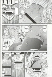 ! !! !!! ... anthro buddyfight comic dialogue dragon drum's_father drum_(buddyfight) duo ekataraf english_text erection fangs father fellatio greyscale hi_res horn incest male monochrome muscular oral oral_penetration parent penetration penis scales scalie sex sharp_teeth son sweat teeth text tongue tongue_out vein veiny_penis yaoi yelling