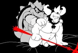 2015 2boys anal anal_sex anthro asgore_dreemurr balls beard bed bedroom black_and_white boss_monster bowser caprine chubby claws closed_eyes crossover duo erection facial_hair fur goat hair horn inside koopa mabit male male_only mammal mario_(series) monster multiple_boys nintendo nude penetration penis pixel_art scalie sex undertale white_fur yaoi