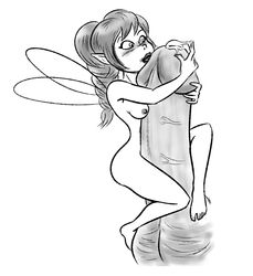 blush breasts cum disney disney_fairies fairy fawn_(disney_fairies) female human interspecies juni221 male mammal minigirl monochrome penis png ponytail precum tied_hair wings