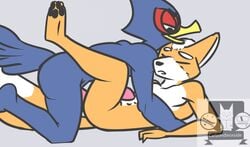 anal anal_sex animated anthro ass avian beak bird canine carbondieoxside duo erection falco_lombardi fox fox_mccloud male male_only mammal nintendo penetration penis sex simple_background star_fox video_games yaoi