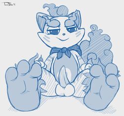 balls foot_focus komane level-5 male male_only paws penis shishikoma simple_background sketch solo teaselbone white_background yo-kai_watch youkai youkai_watch yōkai