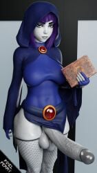1futa 3d big_cock futa_only futanari grey_skin half_naked holding_book huge_cock pixel-perry raven_(dc) solo_futa tagme teen_titans