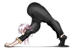 1boy arched_back big_ass bubble_butt esmile femboy hiruhiko_(kagurabachi) kagurabachi male male_only redraw stretching yoruichi_stretch