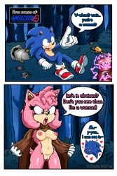 2025 2:3 2d absurd_res amy_rose angry anthro artist_name blood bodily_fluids breasts cloak clothing comic duo english_text eulipotyphlan exhibitionism female forest genitals gloves green_eyes handwear hedgehog hi_res lying machine male mammal medium_breasts metal_sonic navel nipples nosebleed on_back plant pussy robot sega shocked sonic_the_hedgehog sonic_the_hedgehog_(film) sonic_the_hedgehog_(series) tail text tree zadicnsfw
