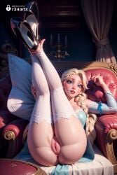 1girls ai_generated ai_hands anus artist_name ass black_footwear blonde_hair blue_dress blue_eyes braid breasts candle clitoris couch detached_sleeves disney disney_princess dress elsa_(frozen) frozen frozen_(film) frozen_2 hair_over_shoulder hi_res high_heels indoors legs legs_up lips long_hair looking_at_viewer makeup no_panties on_couch parted_lips patreon_username pillow presenting pussy pussy_juice r34arts single_braid sitting solo thighhighs thighs uncensored white_thighhighs