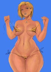 1girls 2025 2d bikini bikini_bottom bikini_top blonde_female blonde_hair blue_background blue_eyes blue_lipstick bob_cut breasts cameltoe caucasian caucasian_female clothed clothed_female curvy digital_media_(artwork) emma_frost emma_frost_(marvel_rivals) female female_only gold_bikini hatsukiowil hips hips_wider_than_shoulders hourglass_figure legs_together looking_away makeup marvel marvel_rivals mature mature_female milf necklace nipples pussy pussy_visible_through_clothes simple_background solo solo_female thick_legs thick_thighs wide_hips x-men