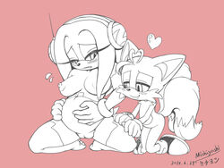 breasts fur furry_tail michiyoshi monochrome multiple_tails pregnant pussy sonic_(series) tagme tail tails zeta_the_echidna