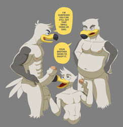 abs anthro avian ayden_(brogulls) bailey_(brogulls) ball_fondling balls bird brothers erection father father_and_son fondling group group_sex hi_res humanoid_penis incest kingfurrytrash male nipples parent penis seagull sex sibling son threesome uncut wilson_(brogulls) yaoi