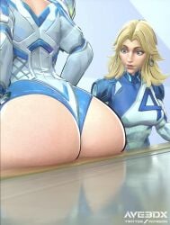 2girls ass blonde_hair emma_frost_(marvel_rivals) from_behind gyatt invisible_woman_(marvel_rivals) looking_at_ass marvel_rivals sitting sue_storm