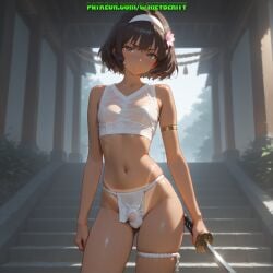 1boy ai_generated balls femboy meybekity nipples otoko_no_ko panties penis trap yaoi
