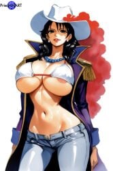 1girls ai_generated alvida areola_slip big_breasts bikini_top black_hair breasts busty cape clothing color curvy curvy_female curvy_figure female female_only hat huge_breasts lowleg_pants one_piece priestofart simple_background solo solo_female solo_focus tagme tagme_(artist) thick_thighs watercolor watermark wide_hips