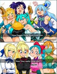 1boy 7girls alcohol alcoholic_drink aqua_(konosuba) artoria_pendragon asian asian_female athletic athletic_female beer beer_can big_ass big_breasts blonde_hair blue_eyes blue_hair blush blush_lines blushing braided_hair breast_press brown_eyes bulma_briefs clothed crossdressing crossed_arms crossover darkness_(konosuba) denim_shorts dragon_ball dragon_ball_z drunk earrings elf elf_ears elf_female elf_girl embarrassed english_text european european_female fate/grand_order fate_(series) femboy funny glass_bottle green_eyes happy hatsune_miku hug huge_breasts hugging hylian hylian_ears japanese_female kono_subarashii_sekai_ni_shukufuku_wo! konosuba large_breasts light-skinned_female light-skinned_male light_skin link link_(breath_of_the_wild) long_hair looking_away looking_down medium_breasts medium_hair meme midriff minishorts miniskirt misato_katsuragi multiple_girls neon_genesis_evangelion nervous nervous_smile open_mouth ponytail princess_zelda purple_hair saber short_hair simple_background size_difference skirt sluts small_breasts smile smiling snegovski spank_marks spanking sweat sweatdrop sweating tattoo text the_legend_of_zelda the_legend_of_zelda:_breath_of_the_wild the_legend_of_zelda:_tears_of_the_kingdom thick_thighs tight_clothing tomboy toned toned_female twintails video_games vocaloid voluptuous voluptuous_female white_background wide_hips
