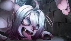 1girls alternate_version_available ass ass big_eyes briar_(league_of_legends) butt_crack esmile feet female league_of_legends long_tongue naked naked_female nude nude_female nude_version on_stomach riot_games solo solo_female solo_focus tongue tongue_out
