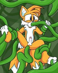 1boy absurdres anal anal_sex barefoot blue_eyes canine erection forced fox foxkai fur furry furry_only highres male male_anal male_only mammal multiple_tails nude oral orange_fur paws penis rape solo sonic_(series) struggling tails tentacle tentacle_on_male tentacle_rape young