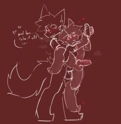 2025 2boys anthro balls belly blush canine canine_penis dialog dialogue dialogue_bubble dog_ears eyes_half_closed feline femboy furry gay holding_arms holding_thigh humping knotted_penis looking_at_another male open_mouth penetration penis penis_in_ass sammy_toyy tail tails text text_bubble thighs throbbing throbbing_penis tremble_lines tremble_spikes trembling