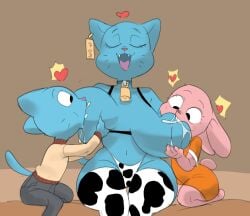 anais_watterson breast_sucking color colored colored_sketch dbaru double_breast_sucking gumball_watterson incest lactation nicole_watterson sketch sucking sucking_nipples the_amazing_world_of_gumball third-party_edit