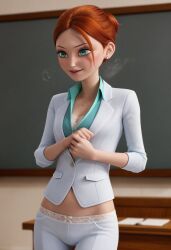 ai_generated caline_bustier green_eyes miraculous_ladybug red_hair teacher