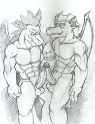 :o absurd_res anthro balls big_penis blush dragon duo fizzle_(mlp) freckles friendship_is_magic frottage garble_(mlp) hi_res humanoid_penis male mammal monochrome muscular my_little_pony penis rubbing scalie sex simple_background sketch smile teeth wings yaoi