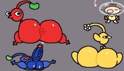 ambiguous_gender anus armor ass balls big_balls big_butt big_penis blue_body blush blush_lines bodily_fluids bubble_butt closed_eyes clothed clothing elemental_creature flora_fauna genital_fluids genitals glistening glistening_balls glistening_body glistening_butt glistening_genitalia group headgear helmet huge_butt huge_cock humanoid looking_at_another looking_at_viewer looking_back male narrowed_eyes nintendo nude nxyitn olimar penis pikmin pikmin_(series) pikmin_(species) plant precum presenting presenting_hindquarters pupils red_body simple_background sitting size_difference squint squinted_eyes thick_thighs vein veiny_penis white_sclera x_anus yellow_body