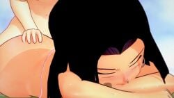 2boys 3d android_17 animated ass big_ass black_hair blue_eyes dragon_ball dragon_ball_super dragon_ball_z femboy gay gay_sex half-dressed koikatsu krillin kuririn looking_pleasured public roseza size_difference sound tagme thick_thighs trap video
