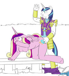 2015 alicorn all_fours anthro anthrofied bench blue_hair blush breasts caught clothed_sex clothes cutie_mark doggy_style duo equine female friendship_is_magic from_behind hair hand_on_ass horn male mammal multicolored_hair my_little_pony nipples nude princess_cadance_(mlp) public sex shining_armor_(mlp) siansaar smile straight two_tone_hair unicorn wings