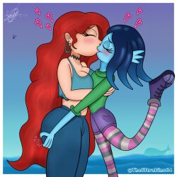 chelsea_(ruby_gillman) chelsea_van_der_zee dreamworks dreamworks_animation hug kissing kraken lesbian_kiss mermaid ruby_gillman ruby_gillman,_teenage_kraken yuri