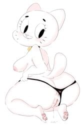 anthro anus ass ass_cleavage bell blush breasts butt_crack clothes collar feline female fur hoshime looking_back mammal mature_female mother nicole_watterson pads panties parent pussy solo the_amazing_world_of_gumball underwear wet_pussy