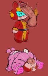 anthro anthro_female anthro_penetrated big_penis body_fluids bodysuit brawl_stars bunny_ears bunny_girl bunny_grom bunny_suit bunny_tail bunnysuit chubby_female cony_(line) cum cum_inside cum_inside_pussy cute fluids full_body furry max_(brawl_stars) sweating