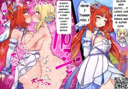 ahe_gao ahe_gao big_breasts boobs_out french_kiss fully_clothed futa_on_female futanari genshin_impact hotaru_(firefly) huge_breasts kissing lumine_(genshin_impact) nilou_(breeze_of_sabaa)_(genshin_impact) nilou_(genshin_impact) nipples standing_sex yuri