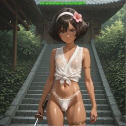 1boy ai_generated balls femboy meybekity nipples otoko_no_ko panties penis trap yaoi